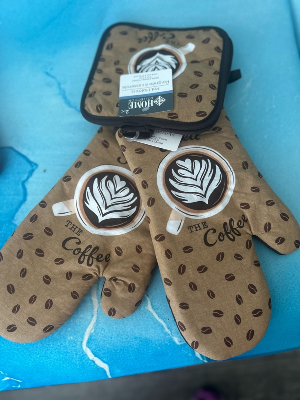 Coffee oven mitts & Potholders Set